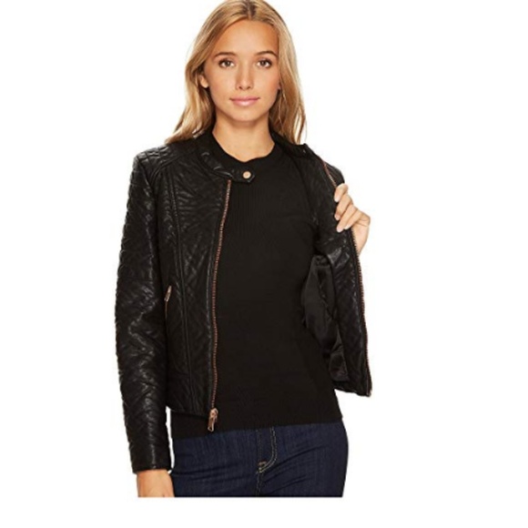 {Andrew Marc} Faux Leather Bomber Jacket- Size S - Picture 1 of 3